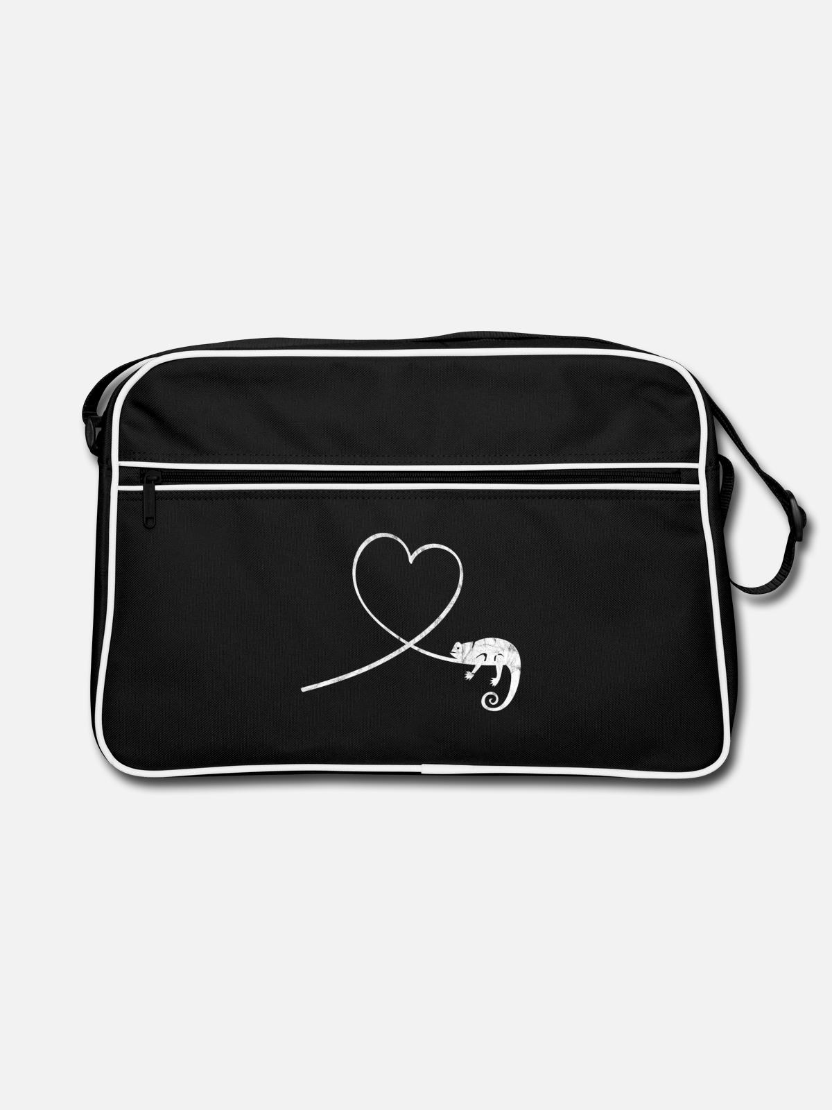 Chameleon Reptile Terrarium Pet Gift - Retro Bag - black/white - Front