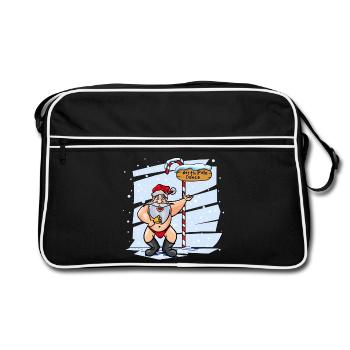 Süßer Weihnachtsmann Nordpol Weihnachten Xmas - Retro Tasche - Schwarz/Weiß - Vorne
