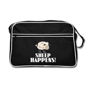 SHEEP HAPPENS - ist so, wie es ist - Retro Tasche - Schwarz/Weiß - Vorne