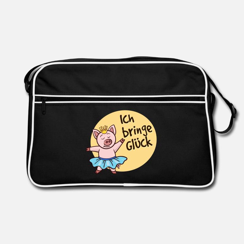Glück Glücksbringer Süßes Glücksschwein Spruch Retro Tasche