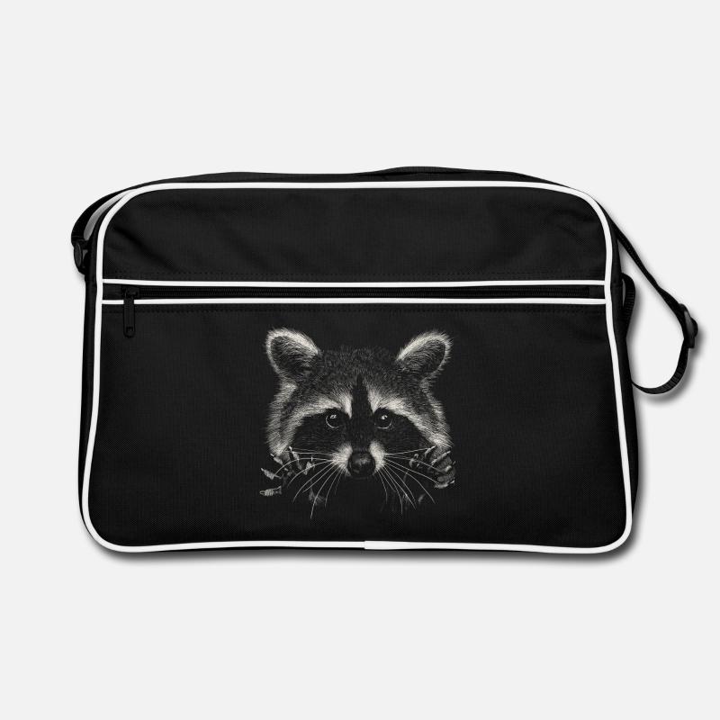 Waschbär - Retro Tasche - Schwarz/Weiß