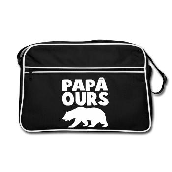 Wild papabear head in silhouette - Retro Bag - black/white - Front