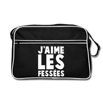 Design Typographique J'aime Les Fessées - Sac Retro - noir/blanc - Devant