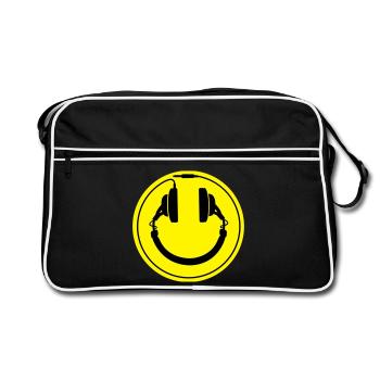 Headphones smiley wire plug - Retro Bag - black/white - Front