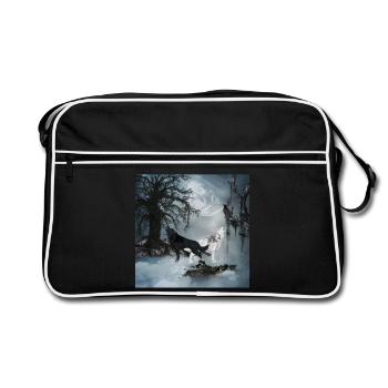 Loup noir et blanc - Sac Retro - noir/blanc - Devant