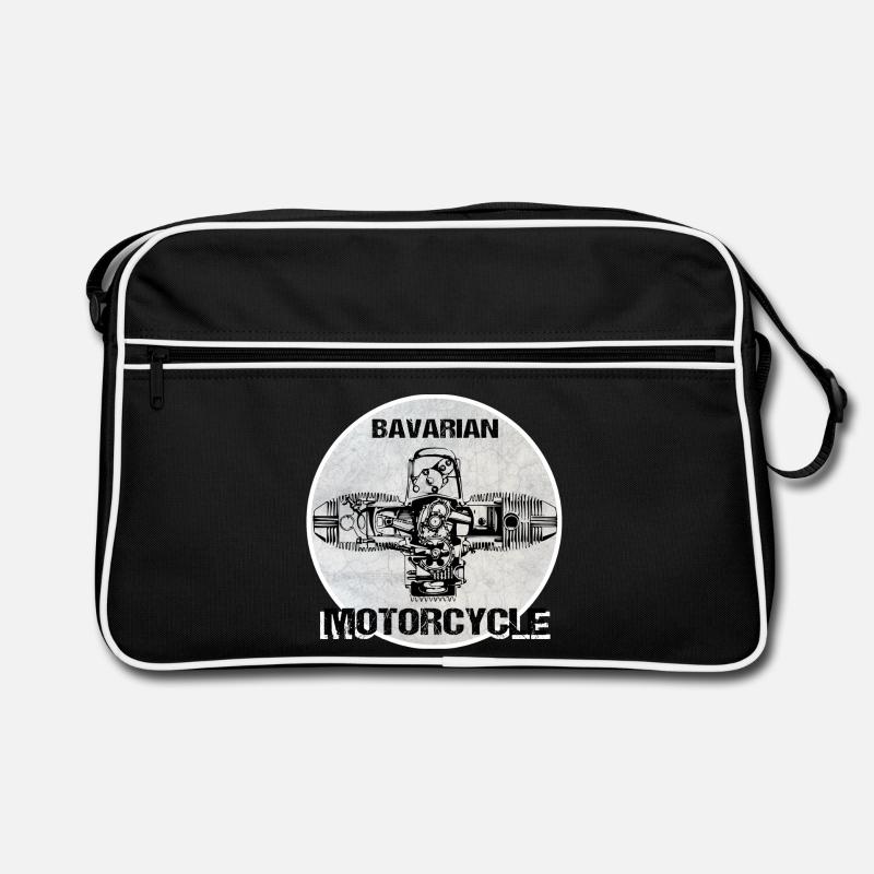 Bavarian Motorcycle Boxermotor - Retro Tasche - Schwarz/Weiß