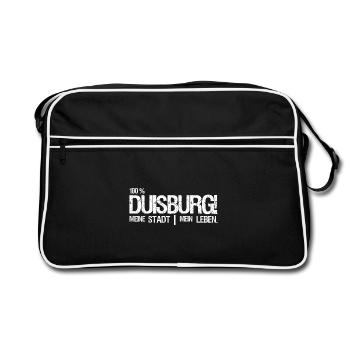 100% Duisburg Stadtleben - Retro Tasche - Schwarz/Weiß - Vorne