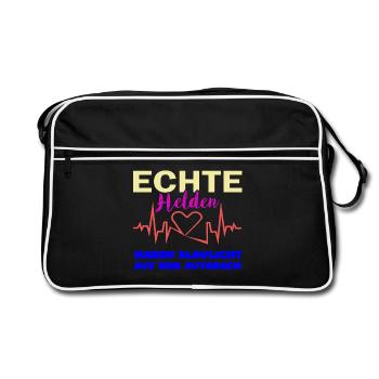 real heroes have blue light on the roof - Retro Bag - black/white - Front