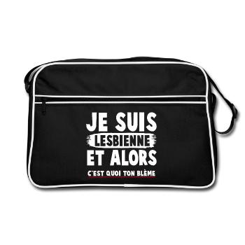 Humorous feminist t-shirt with a committed message - Retro Bag - black/white - Front