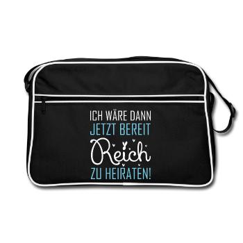Junggesellenabschied JGA Braut Bräutigam Hochzeit - Retro Tasche - Schwarz/Weiß - Vorne