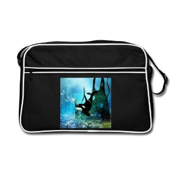 Magnifique orque dans l'océan profond - Sac Retro - noir/blanc - Devant