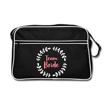 Team Bride wreath Hen party - Retro Bag - black/white - Front