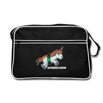 Sushi licorne japon nourriture japonaise préférée nourriture - Sac Retro - noir/blanc - Devant