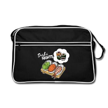 Sushi Avocado Salmon Sleeping Dream Funny Food - Retro Bag - black/white - Front