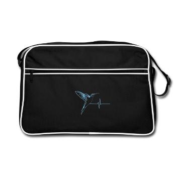 Hummingbird effect heartbeat blue - Retro Bag - black/white - Front