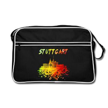 Stuttgart Skyline / Schwaben Stadt Schwarzwald - Retro Tasche - Schwarz/Weiß - Vorne