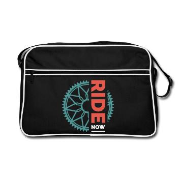 ride bike team club club logo symbol sprocket - Retro Bag - black/white - Front