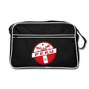 Peru circle in the national colors - Retro Bag - black/white - Front