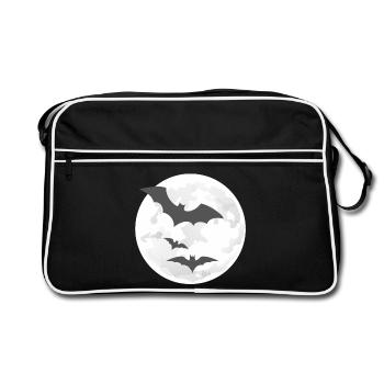 Night flight of bats - Retro Bag - black/white - Front