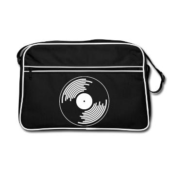 vinyl platten schallplatte hip hop tape dj deejay - Retro Tasche - Schwarz/Weiß - Vorne