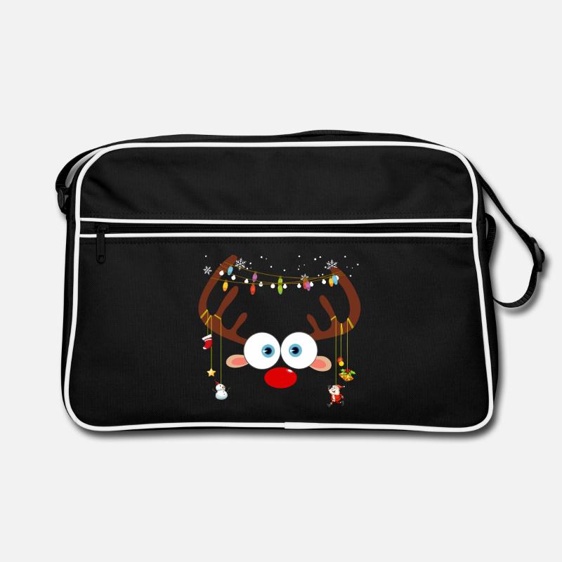 Weihnachtsren-Gesicht Retro Tasche