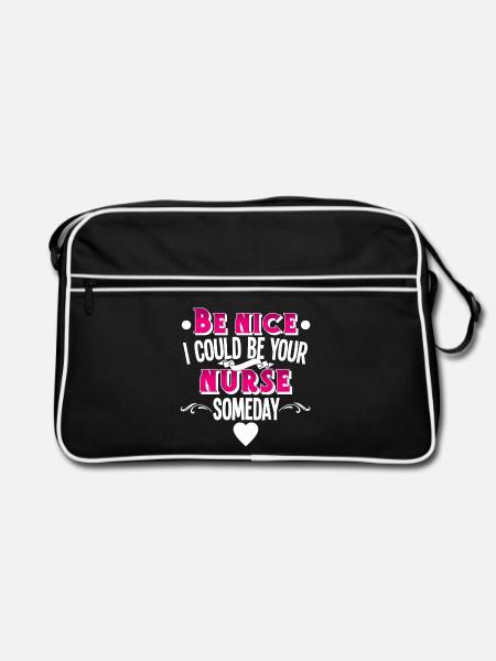 Nurse Krankenschwester - Retro Tasche - Schwarz/Weiß