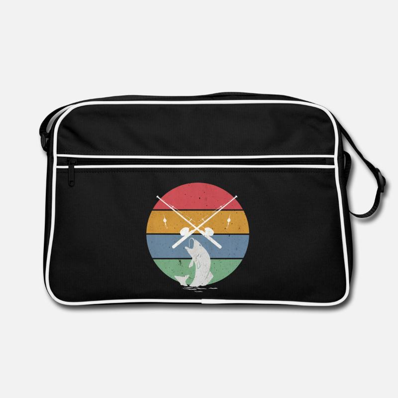 Angeln Angler - Retro Tasche - Schwarz/Weiß