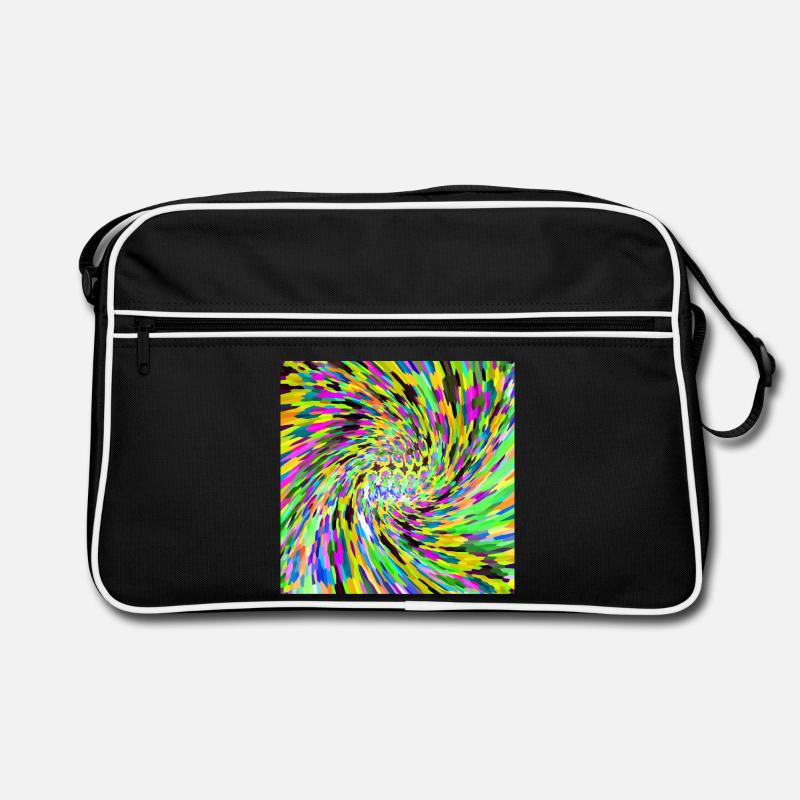 Psychedelischer Wirbel - Retro Tasche - Schwarz/Weiß