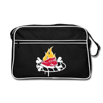 Steak with bones on the grill - Retro Bag - black/white - Front