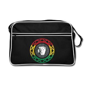 Lion face in Rasta mandala style - Retro Bag - black/white - Front