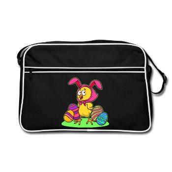 Pâques poussin poussin pâques joyeuses pâques oeufs - Sac Retro - noir/blanc - Devant