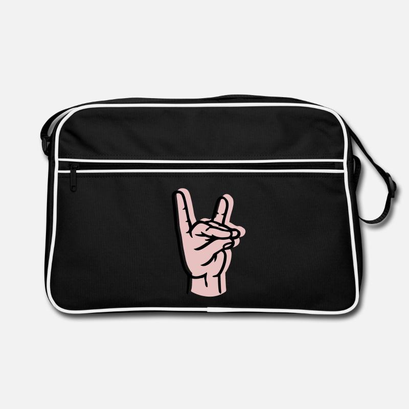 Hand - fox - offset - Retro Bag - black/white