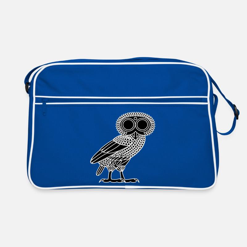 Eule der Athene [Schwarz (nur Eule)] Retro Tasche