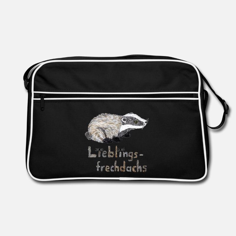 Lieblingsfrechdachs - Süßer Dachs Aquarell - Retro Tasche - Schwarz/Weiß