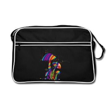 Champignons fantaisie colorés en peinture fluorescente - Sac Retro - noir/blanc - Devant