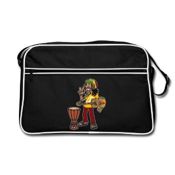 Reggae Reggaeton Jamaïque Ragga Peace Jah Rasta - Sac Retro - noir/blanc - Devant