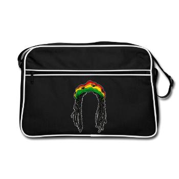Rasta hairstyle braid hair reggae Jamaica chilling - Retro Bag - black/white - Front