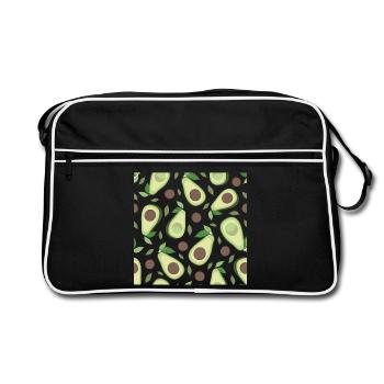 Eggplant and avocado pattern - Retro Bag - black/white - Front