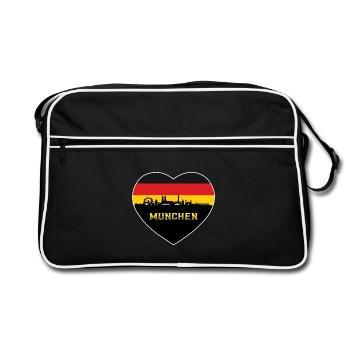 Munich Allemagne Skyline München Drapeau Allemand - Sac Retro - noir/blanc - Devant