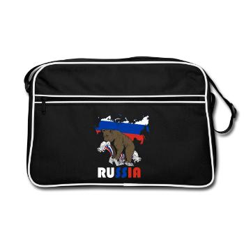 Russie conception de l’ours avec carte et drapeau - Sac Retro - noir/blanc - Devant