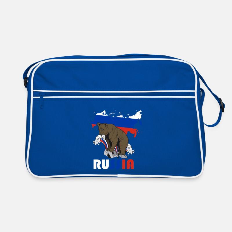 Russie conception de l’ours avec carte et drapeau Sac Retro