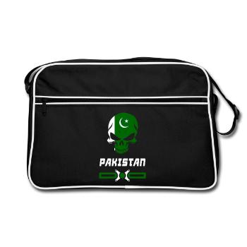 Conception / cadeau de crâne du Pakistan - Sac Retro - noir/blanc - Devant