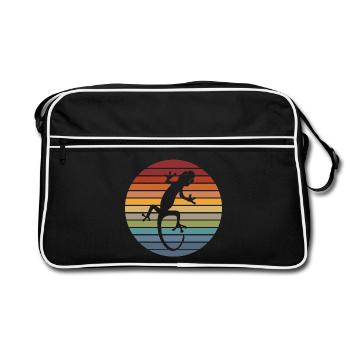 Cadeau de reptile animal lézard rétro silhouette gecko - Sac Retro - noir/blanc - Devant