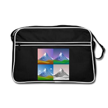 bunte Berge, Matterhorn, Schweiz, Alpen, alps - Retro Tasche - Schwarz/Weiß - Vorne