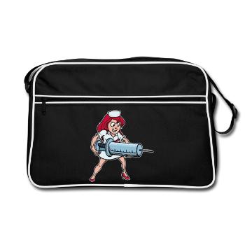 Piqûre vaccin infirmière drôle médecine - Sac Retro - noir/blanc - Devant