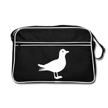 Silhouette de mouette, oiseaux, motifs marins - Sac Retro - noir/blanc - Devant