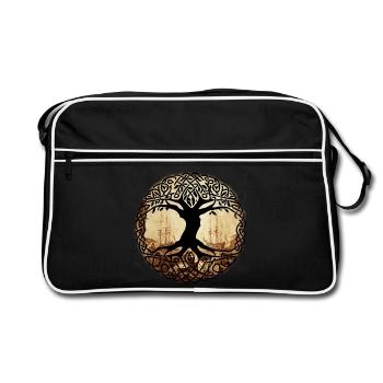 Celtic Tree of Wanderlust - Retro Bag - black/white - Front