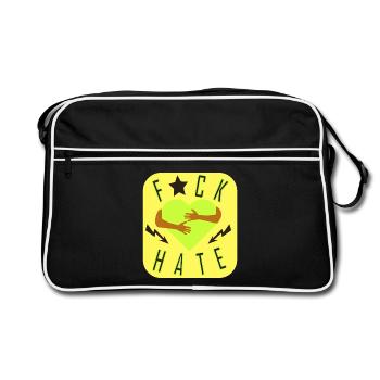 Gegen Hass - Retro Tasche - Schwarz/Weiß - Vorne