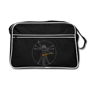 Gitarre Da Vinci - Guitar Rock Geschenk - Retro Tasche - Schwarz/Weiß - Vorne