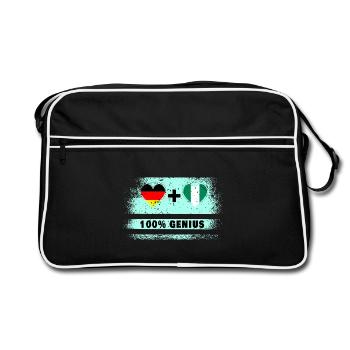 Deutschland und Nigeria 100% Genial / Geschenk - Retro Tasche - Schwarz/Weiß - Vorne